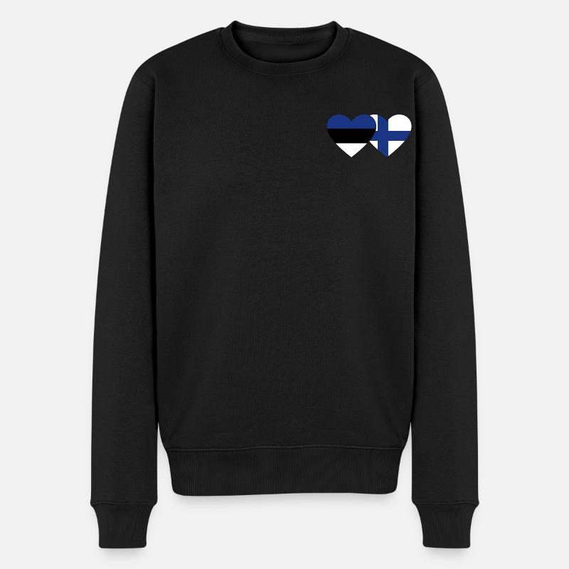 Finlande Estonie Drapeau Coeur - Pull Premium bio Homme - noir