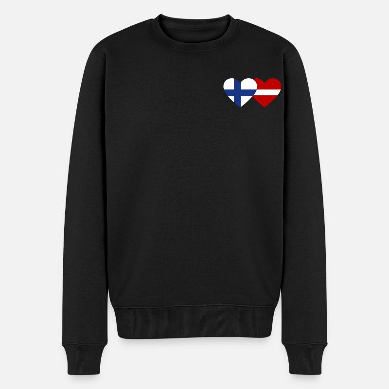 Finlande Lettonie Drapeau Coeur - Pull Premium bio Homme - noir