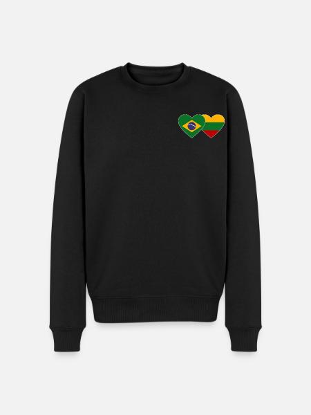 Brazil Lithuania Flag Heart - Men's Premium Organic Jumper - black
