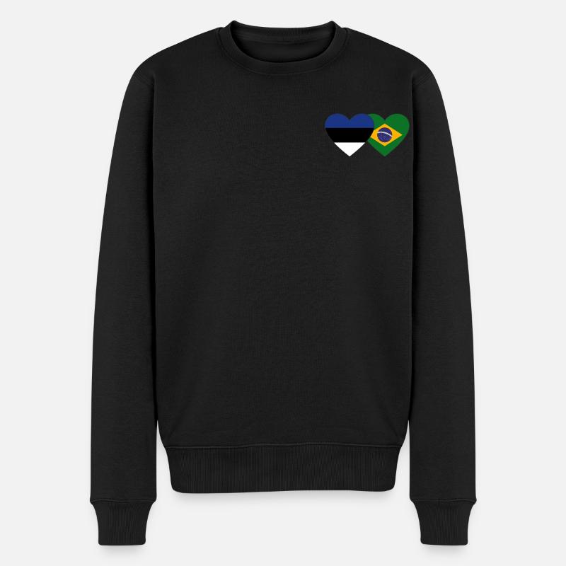 Estonie Brésil Flag Coeur - Pull Premium bio Homme - noir