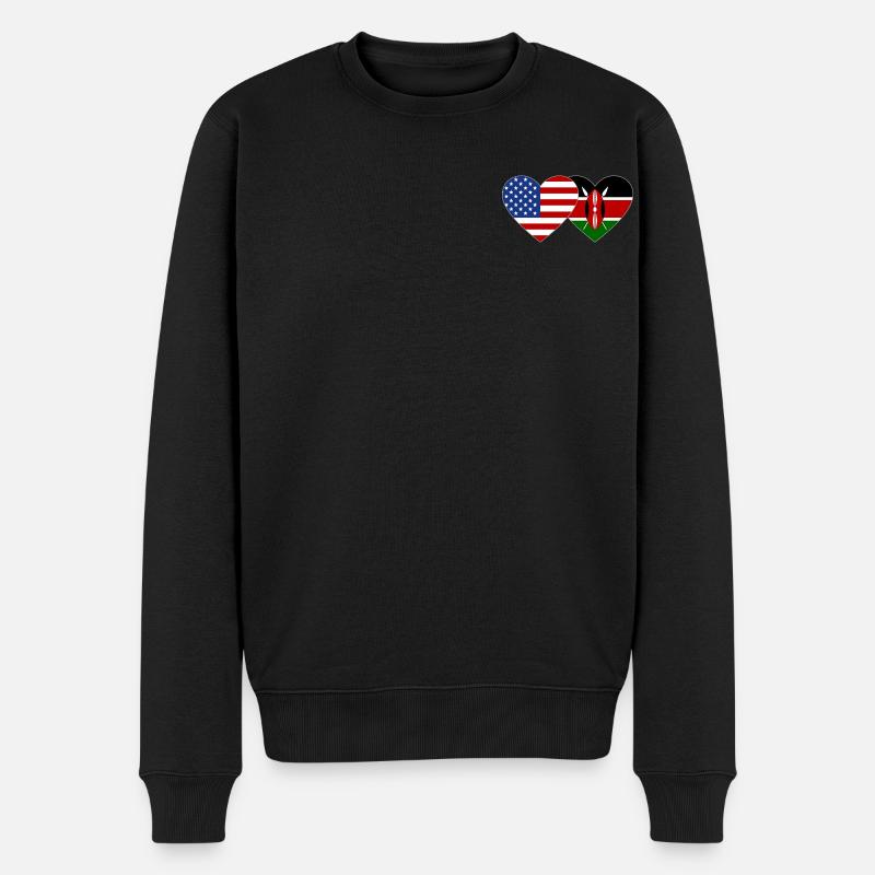 États-Unis Kenya Flag Heart - Pull Premium bio Homme - noir