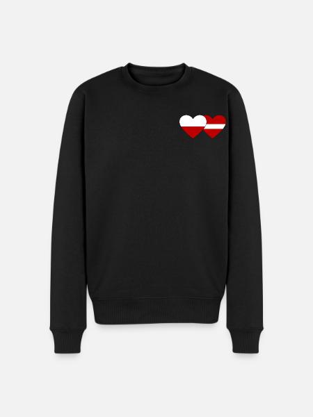 Poland Latvia Flag Heart - Men's Premium Organic Jumper - black