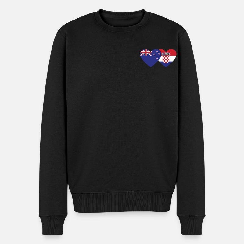 Nouvelle-Zélande Croatie Flag Heart - Pull Premium bio Homme - noir