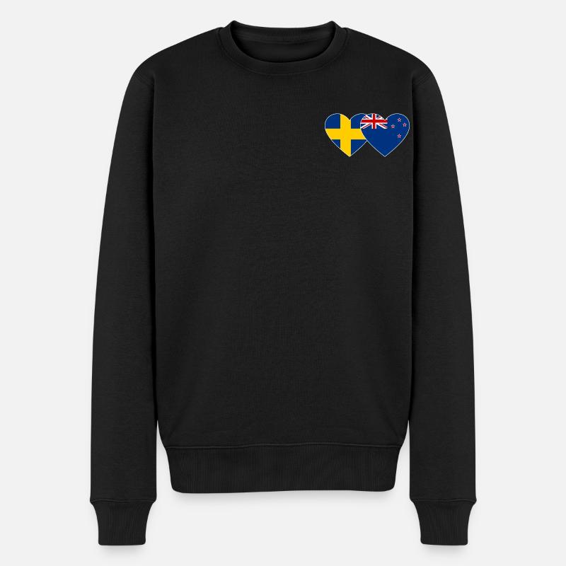 Suède Nouvelle-Zélande Flag Heart - Pull Premium bio Homme - noir