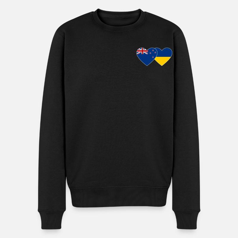 Nouvelle-Zélande Ukraine Drapeau Coeur - Pull Premium bio Homme - noir