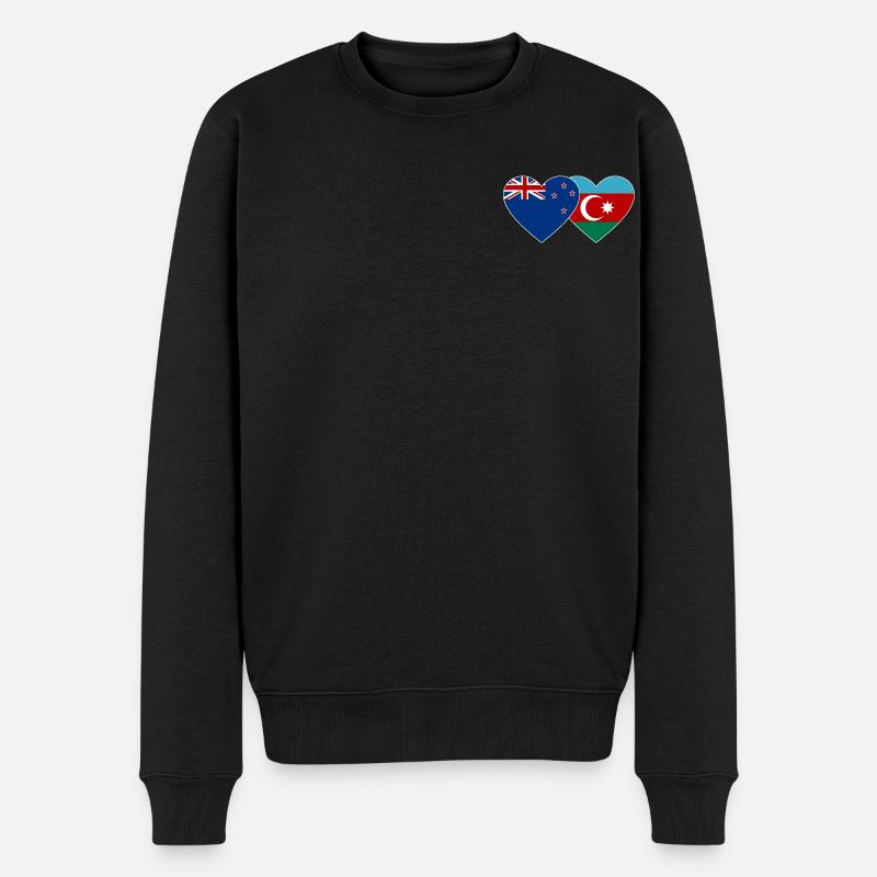 Neuseeland Aserbaidschan Flagge Herz - Männer Premium Bio Pullover - Schwarz