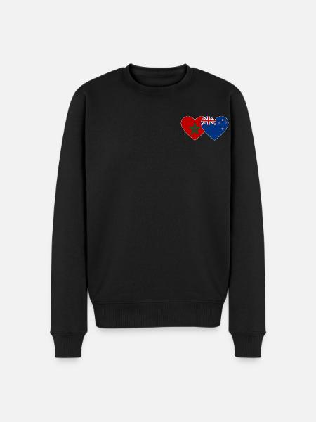Marokko Neuseeland Flagge Herz - Männer Premium Bio Pullover - Schwarz