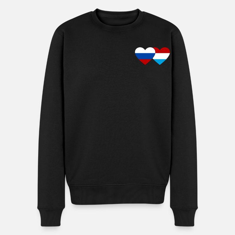 Russie Luxembourg Flag Heart - Pull Premium bio Homme - noir