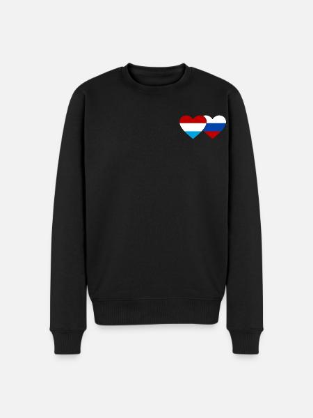 Luxembourg Russia Flag Heart - Men's Premium Organic Jumper - black