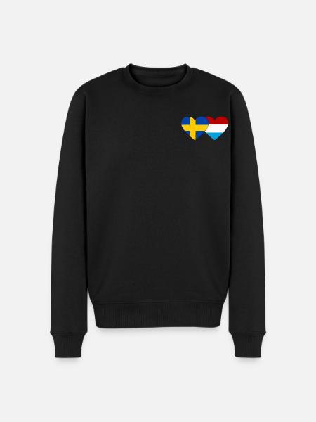 Sweden Luxembourg Flag Heart - Men's Premium Organic Jumper - black