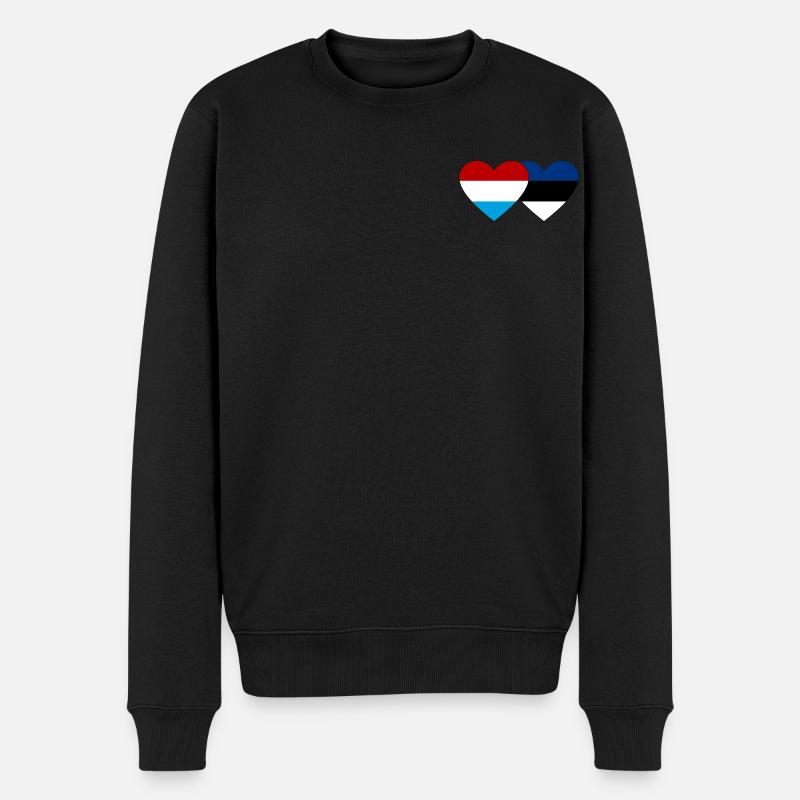 Luxembourg Estonie Flag Heart - Pull Premium bio Homme - noir