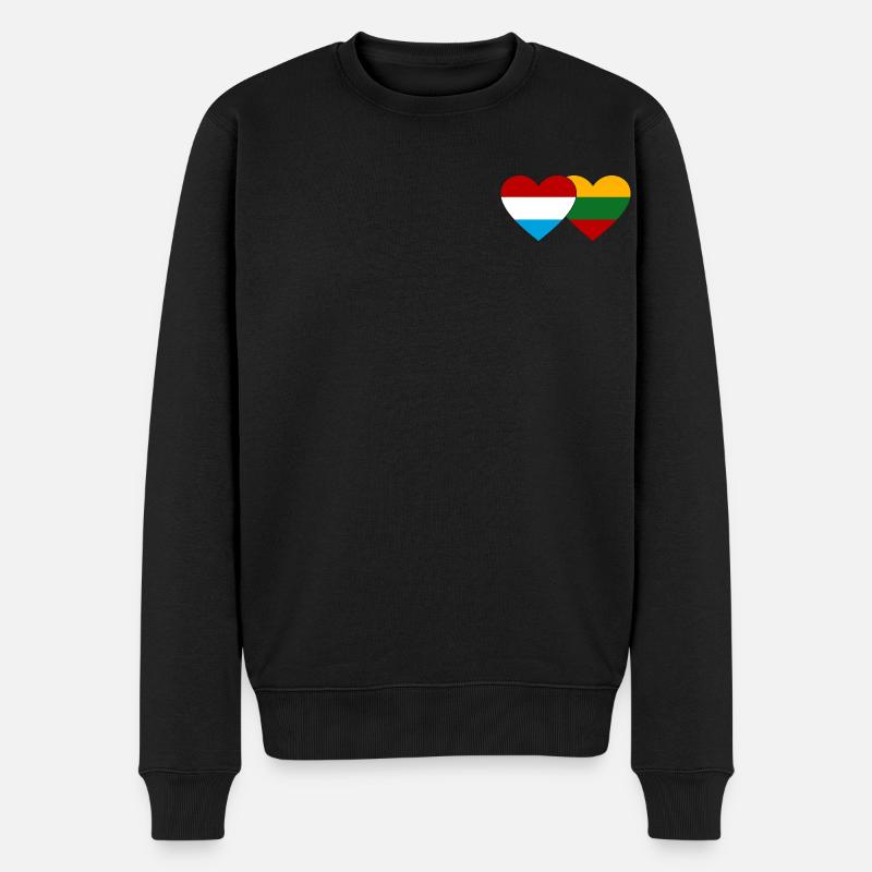 Luxembourg Lituanie Flag Heart - Pull Premium bio Homme - noir