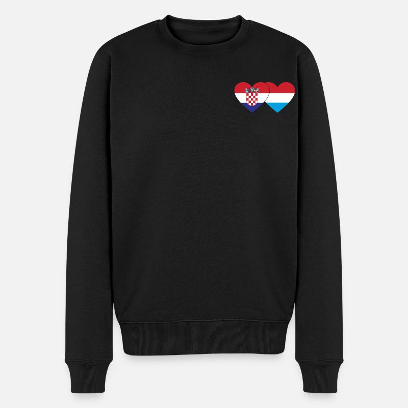 Croatie Luxembourg Flag Heart - Pull Premium bio Homme - noir