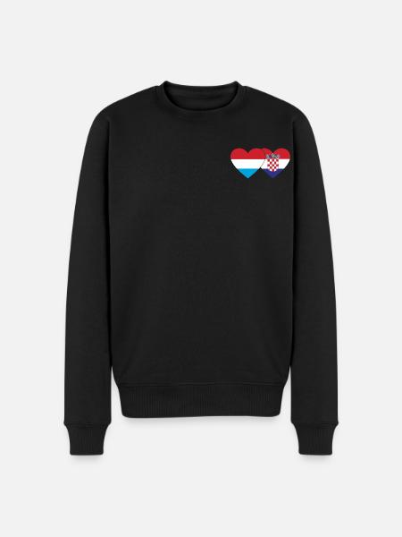 Luxembourg Croatia Flag Heart - Men's Premium Organic Jumper - black