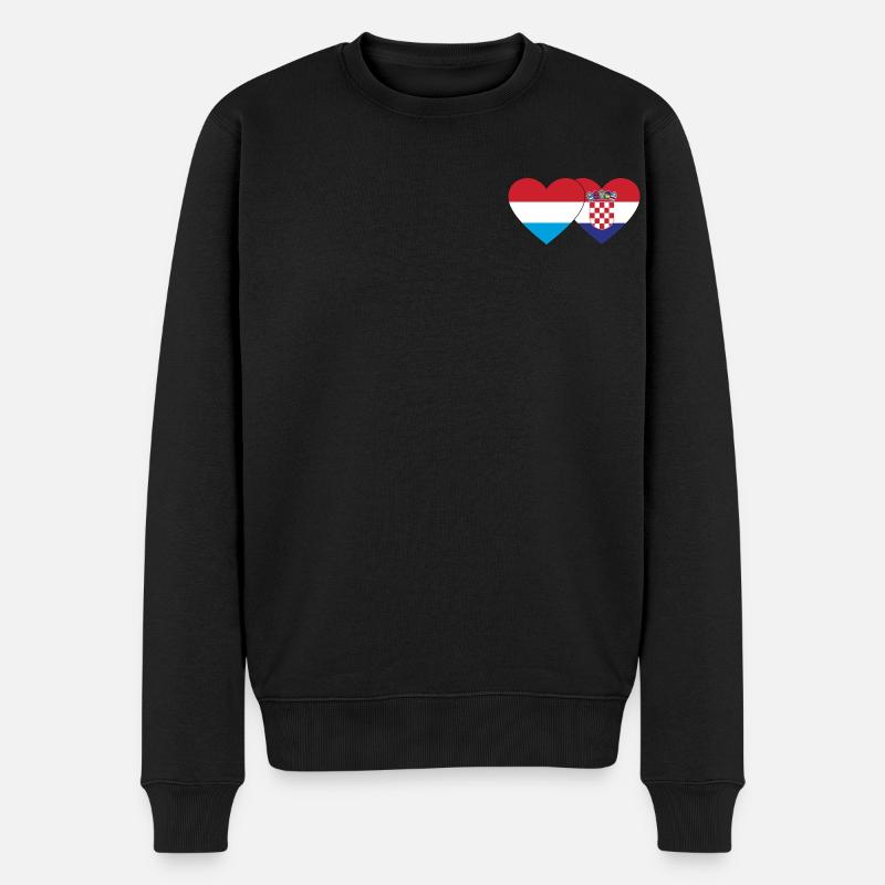 Luxembourg Croatie Flag Heart - Pull Premium bio Homme - noir