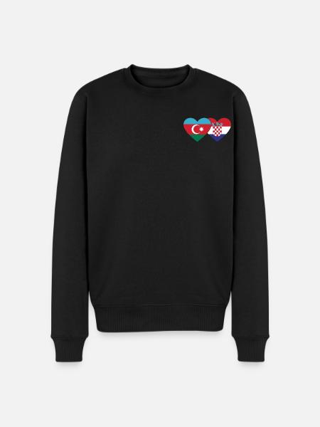 Azerbaijan Croatia Flag Heart - Men's Premium Organic Jumper - black