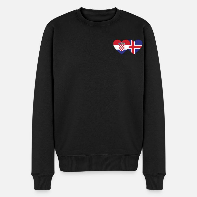 Croatie Islande drapeau coeur - Pull Premium bio Homme - noir