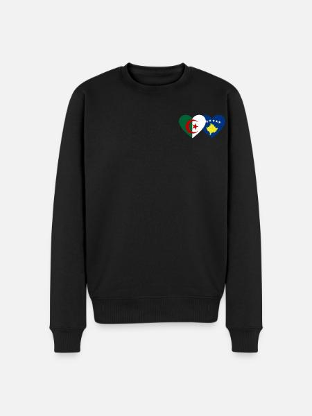 Algeria Kosovo Flag Heart - Men's Premium Organic Jumper - black
