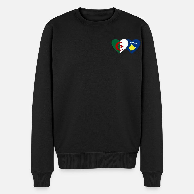 Algérie Kosovo Drapeau Coeur - Pull Premium bio Homme - noir