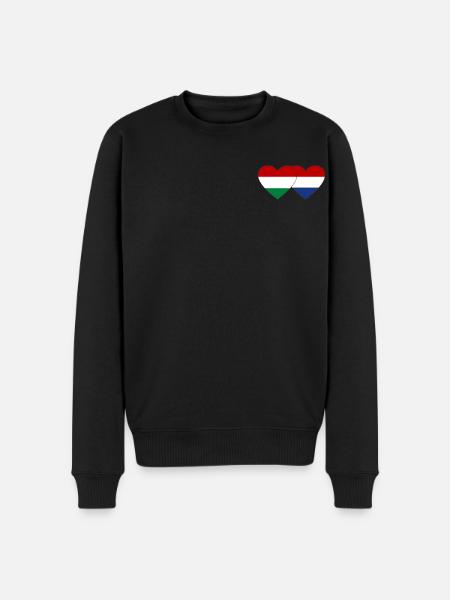 Hungary Holland Flag Heart - Men's Premium Organic Jumper - black