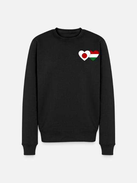 Japan Hungary Flag Heart - Men's Premium Organic Jumper - black