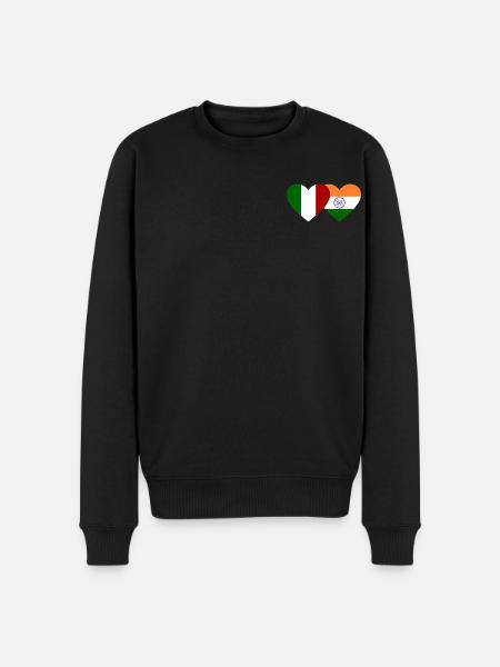 Italy India Flag Heart - Men's Premium Organic Jumper - black
