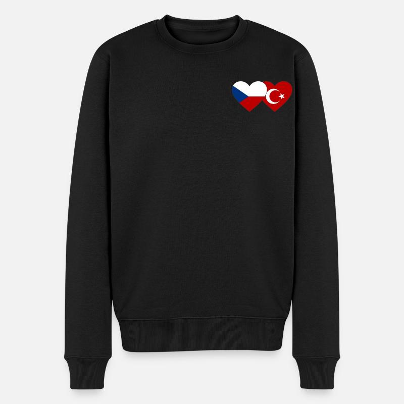 Tschechien Türkei Flagge Herz - Männer Premium Bio Pullover - Schwarz