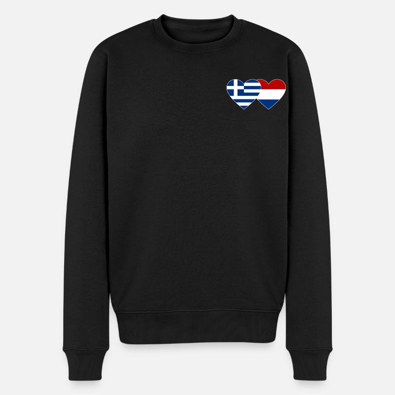 Grèce Hollande Flag Heart - Pull Premium bio Homme - noir