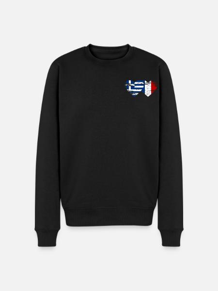 Grèce France drapeau coeur utilisé - Pull Premium bio Homme - noir