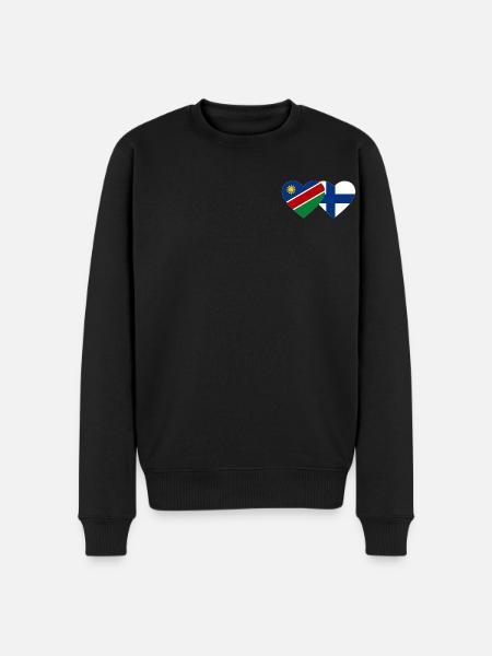 Namibia Finnland Flagge Herz - Männer Premium Bio Pullover - Schwarz