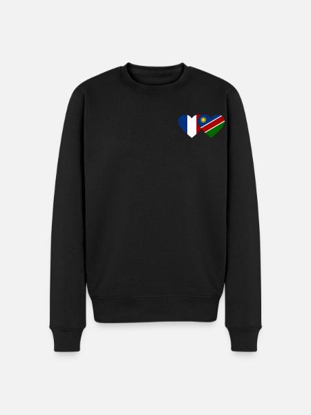 France Namibia Flag Heart - Men's Premium Organic Jumper - black