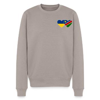 Ukraine Namibia Flag Heart - Men's Premium Organic Jumper - taupe - Front - Nico (187cm)
