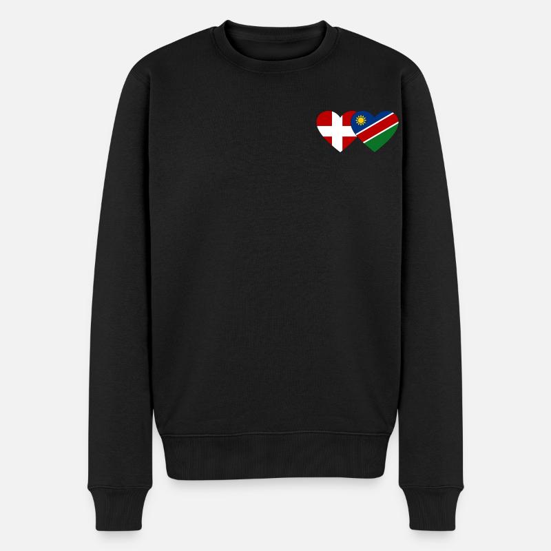 Dänemark Namibia Flagge Herz - Männer Premium Bio Pullover - Schwarz