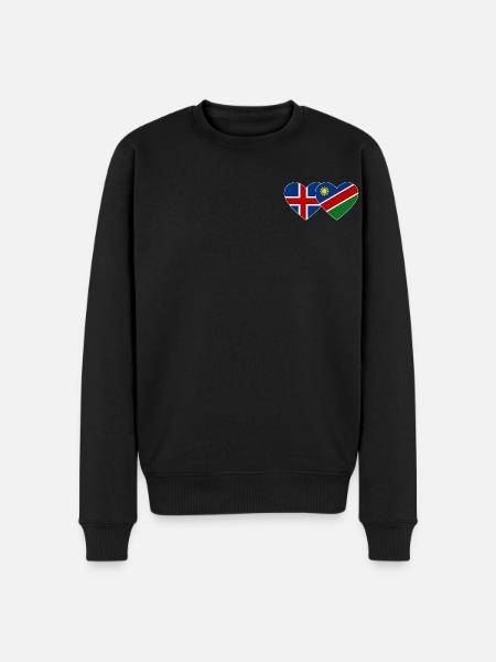 Iceland Namibia Flag Heart - Men's Premium Organic Jumper - black