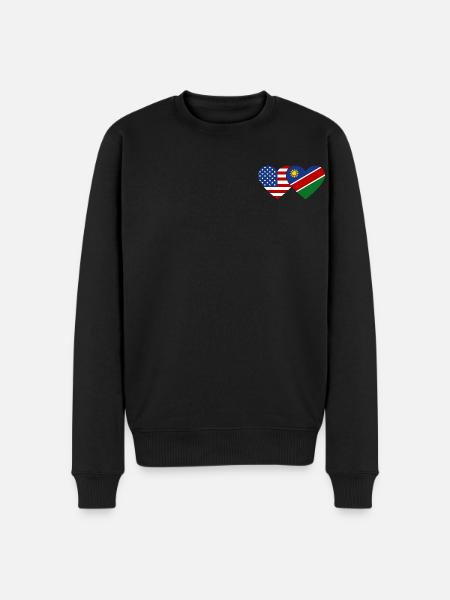 USA Namibia Flag Heart - Men's Premium Organic Jumper - black