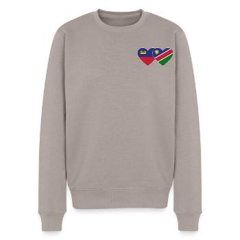 Liechtenstein Namibie Drapeau Coeur - Pull Premium bio Homme - taupe - Devant - Nico (187cm)