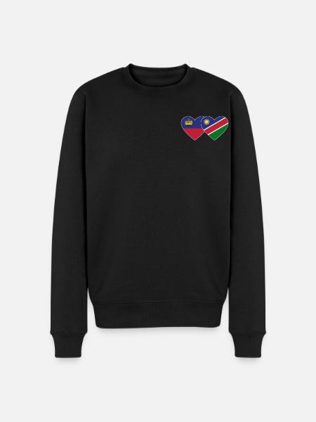 Liechtenstein Namibia Flag Heart - Men's Premium Organic Jumper - black