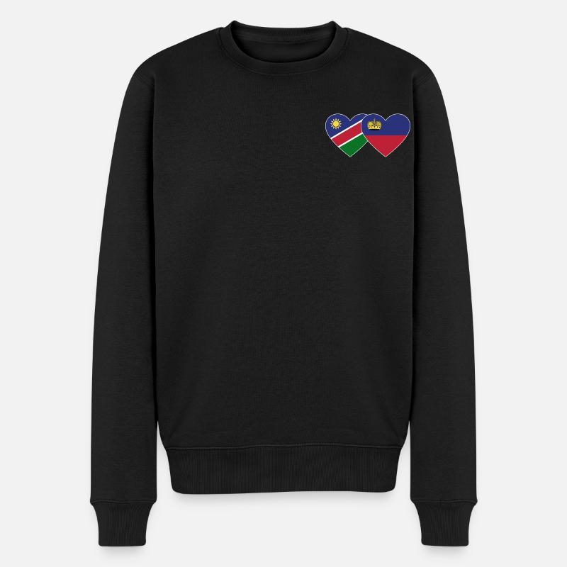 Namibia Liechtenstein Flag Heart - Men's Premium Organic Jumper - black