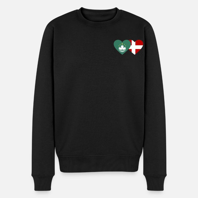 Macao Danemark Flag Coeur - Pull Premium bio Homme - noir