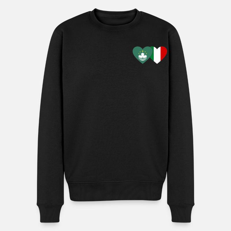 Macao Italie Flag Coeur - Pull Premium bio Homme - noir
