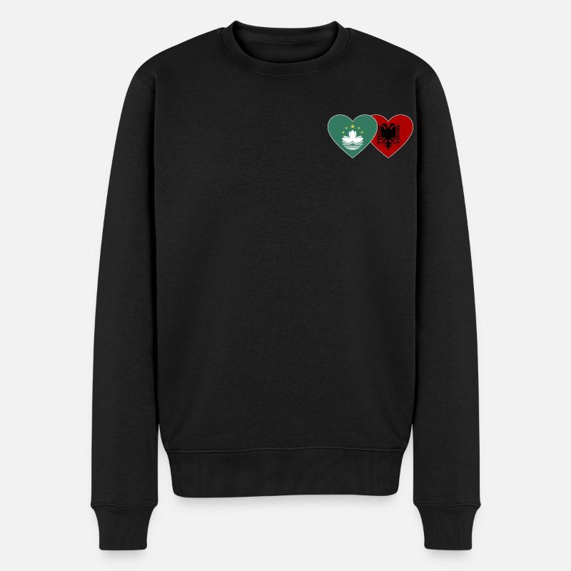 Macao Albanie Flag Coeur - Pull Premium bio Homme - noir