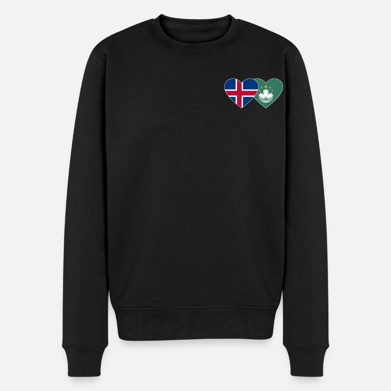 Islande Macao Flag Heart - Pull Premium bio Homme - noir