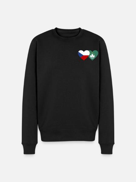 Tschechien Macau Flagge Herz - Männer Premium Bio Pullover - Schwarz