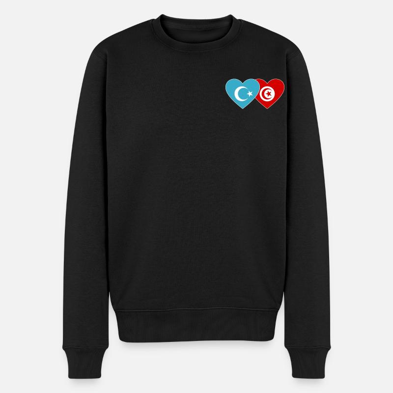 Les Ouïghours du drapeau tunisien cœur - Pull Premium bio Homme - noir