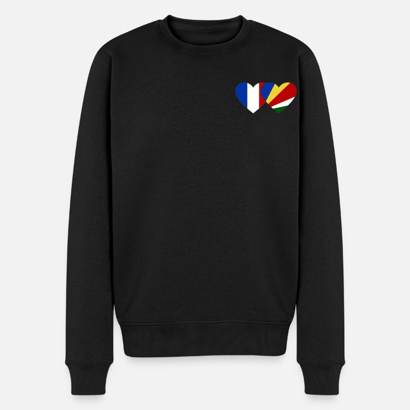 Frankreich Seychellen Flagge Herz - Männer Premium Bio Pullover - Schwarz