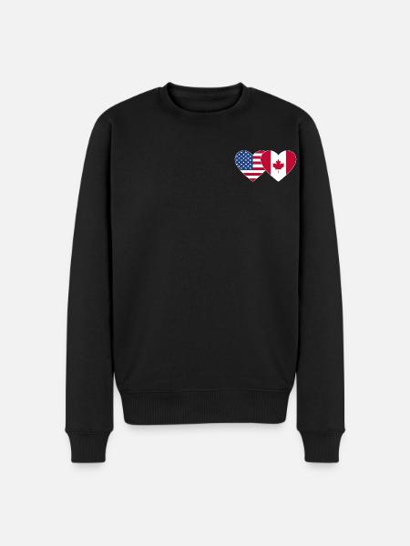 USA Canada Flag Heart - Men's Premium Organic Jumper - black