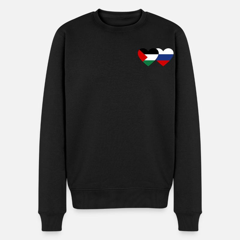 Palestine Russie drapeau coeur - Pull Premium bio Homme - noir