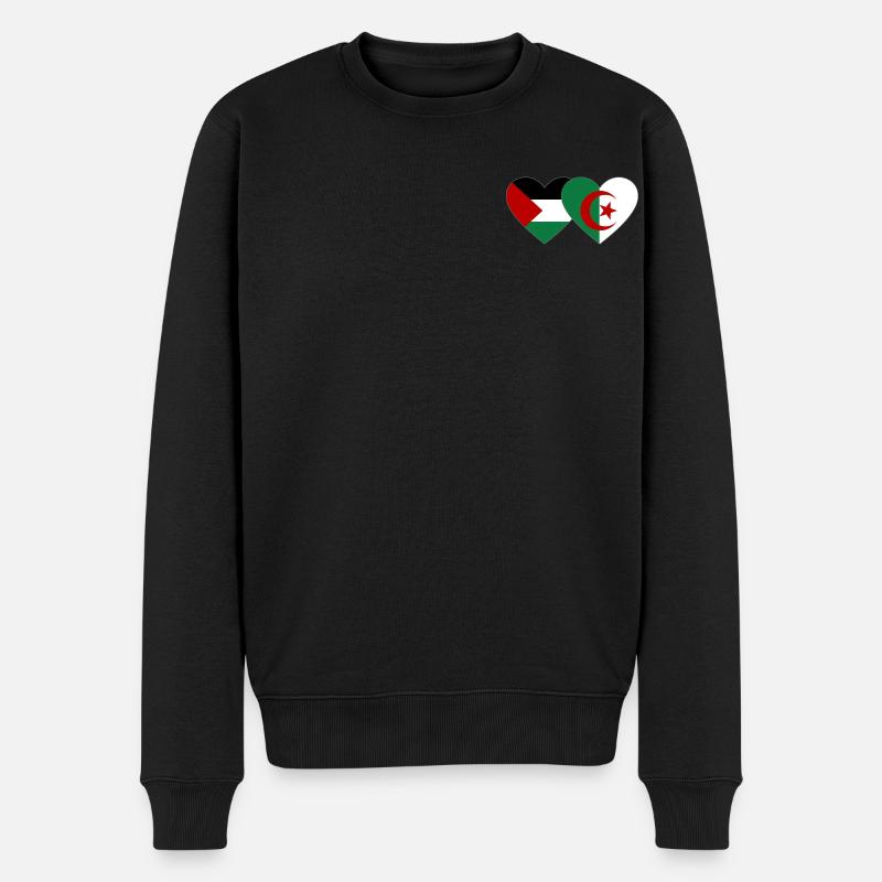 Palestine Algérie Drapeau Coeur - Pull Premium bio Homme - noir