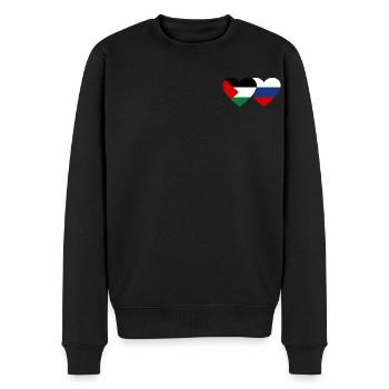 Palestine Russia Flag Heart - Men's Premium Organic Jumper - black - Front - Nico (187cm)