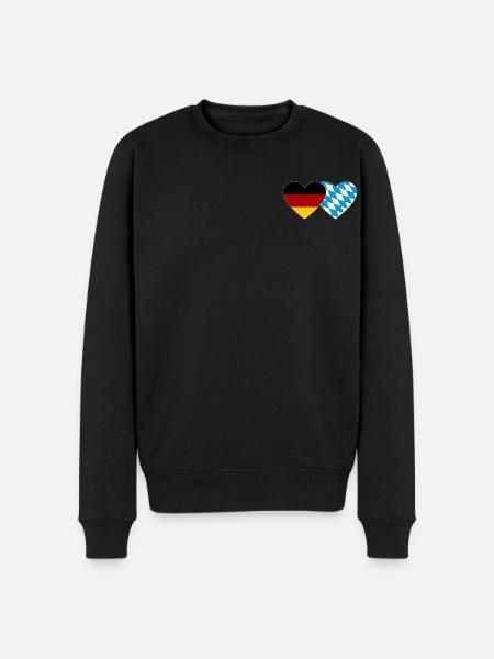 Germany Bavaria Flag Heart - Men's Premium Organic Jumper - black